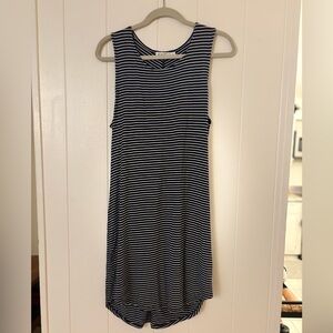 Navy and White Striped Midi Dress